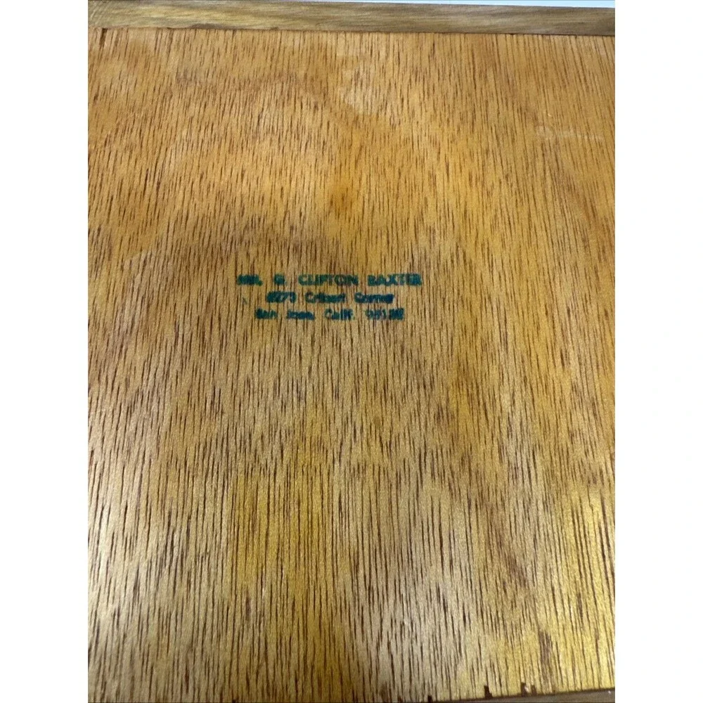 Vintage Old Wooden Inlaid Palm Tree Mountains Browns picture 9.5